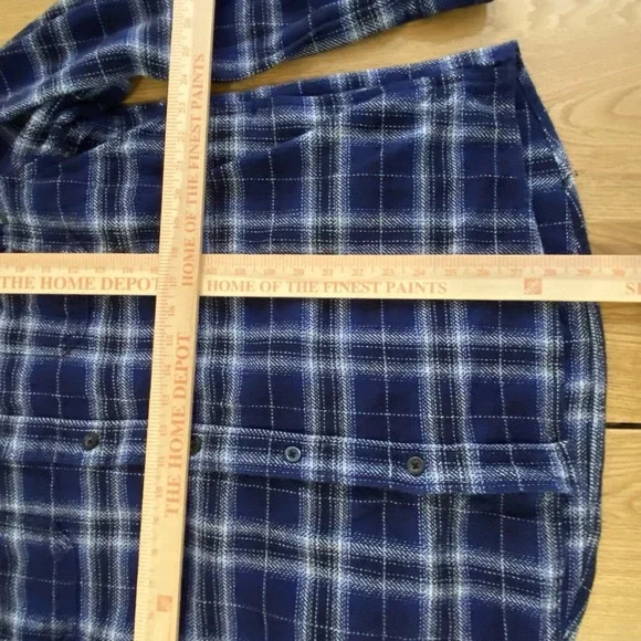 WOOLRICH Oxbow Flannel Over ShirtXXL Waist Pockets Plaid Blue warm cabin camp